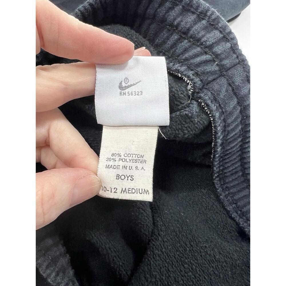 VTG 90s Nike Gray Tag Kids Blk Sweatpants Sz 10-12 Large Graphic Print USA Swoos - Picture 6 of 8